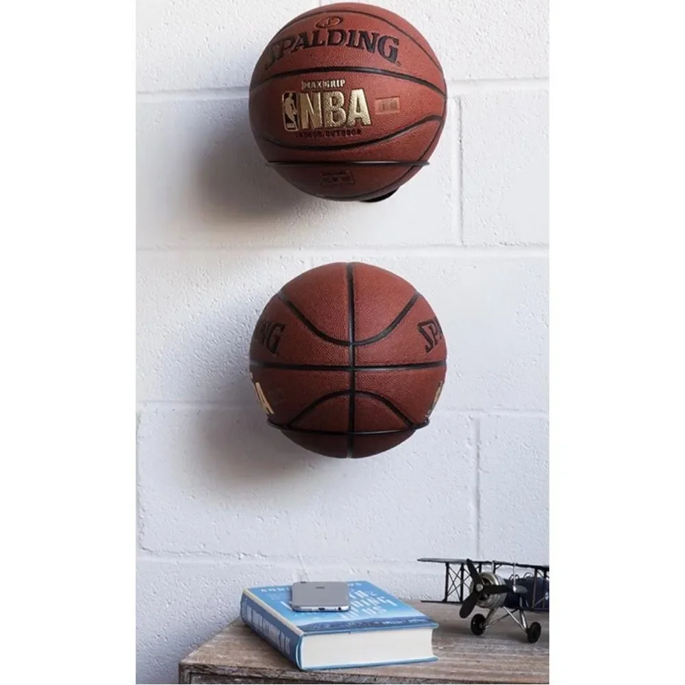 Wallniture Sporta Wall Mounted Storage Sports Ball Holder Display Steel Black 2